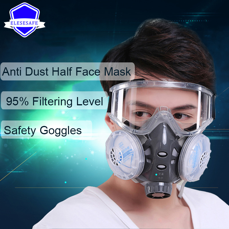 새로운 방진 마스크 ​​전면 호흡기 듀얼 4 레이어 필 - Dust Mask Construction 리뷰 및 가격