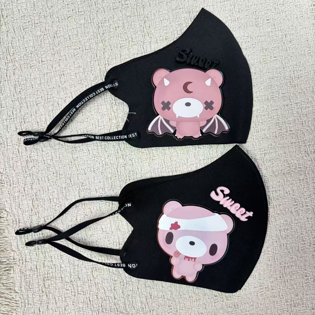 귀여운 만화 곰 천 페이스 마스크 조정 가능한 귀 스트 - Cloth Face Mask Washable 리뷰 및 가격