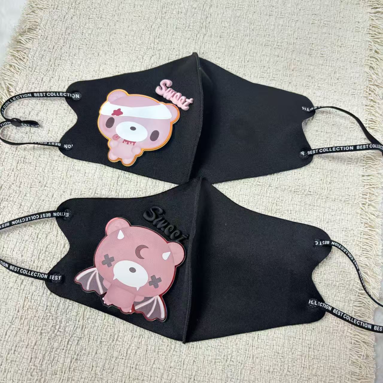 귀여운 만화 곰 천 페이스 마스크 조정 가능한 귀 스트 - Cloth Face Mask Washable 리뷰 및 가격
